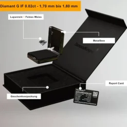Geschenke-Set | lupenreiner natürlicher Diamant 0.02ct 1,60 - 1,70 mm | Feines Weiss
