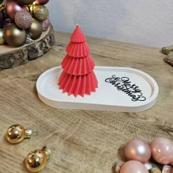 Geschenkeset - Rillentannenbaum mit Untersetzer- Text: Merry Christmas