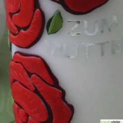 Geschenkidee Muttertag, handgefertigte Muttertag Kerze mit roten Rosen und Muttertagsgedicht, Muttertagsgeschenk für die