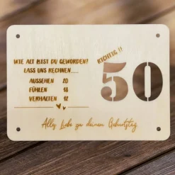Geschenkkarten Holz „50. Geburtstag" Nr. 17
