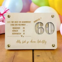 Geschenkkarten Holz „60. Geburtstag" Nr.18