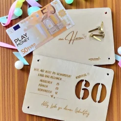 Geschenkkarten Holz „60. Geburtstag