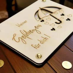 Geschenkkarten Holz „Geldregen