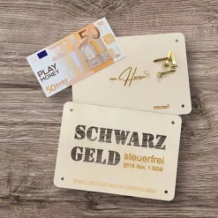 Geschenkkarten Holz „Schwarzgeld