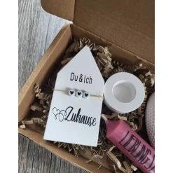 Geschenkkarton*für Dich*altrosa Kerze*Lieblingsmensch*Kerzenhalter*Du & ich Zuhause*Herz