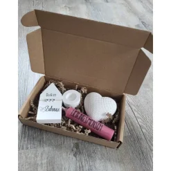 Geschenkkarton*für Dich*altrosa Kerze*Lieblingsmensch*Kerzenhalter*Du & ich Zuhause*Herz