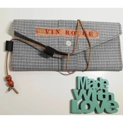 Geschenkkuvert Gutscheinkuvert Stoffkuvert Stoffumschlag Vino Wein Upcycling