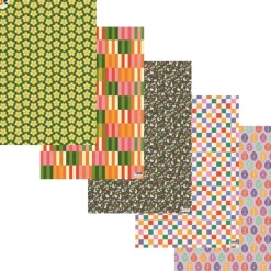Geschenkpapier Bunte Osterzeit, 15 Bogen mit 5 verschiedenen floralen und graphischen Mustern