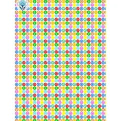 Geschenkpapier Christliche Symbole als Kontur auf farbigen Punkten, 10 Papierbogen zur Kommunion + Konfirmation