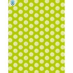 Geschenkpapier Laub-Punkte auf Grün, 10 Papierbogen mit Punkten aus weißen Blättern
