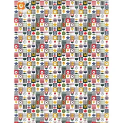 Geschenkpapier Meer-Patchwork, 10 Bogen mit stilisierten Fischen und Blumen als Karo