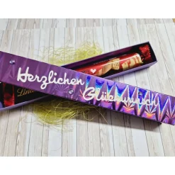 Geschenkschachtel für Schokoriegel – Handgemachte lila Geschenkverpackung