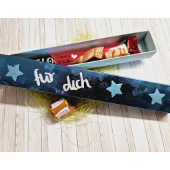 Geschenkschachtel für Schokoriegel – Handgemachte blaue Geschenkverpackung