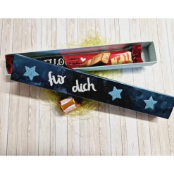 Geschenkschachtel für Schokoriegel – Handgemachte blaue Geschenkverpackung
