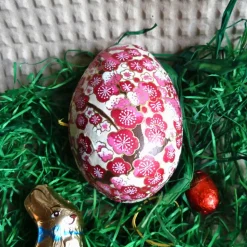 Geschenkschachtel Osterei zum Befüllen "Silberne Pflaumenblüten"