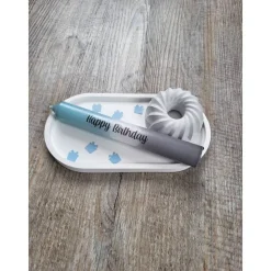 Geschenk-Set / Happy Birthday / Dekotablettr / Gugelhupf / Kerze dreifarbig