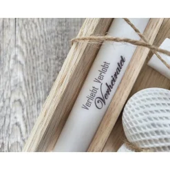 GeschenkSet *  JA * Herz * Holzverpackung * Kerzenhalter * Kerze * Hand in Hand ein Leben lang * Trockenblumen