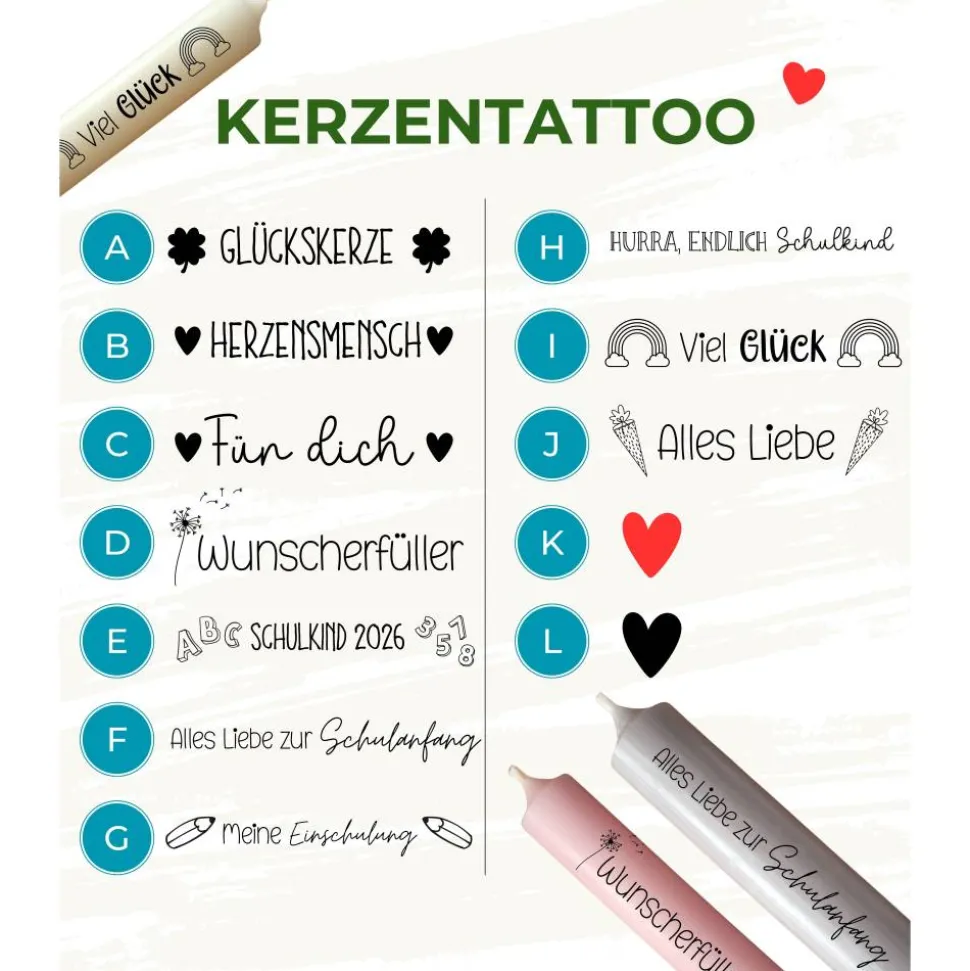 Geschenkset 1. Schultag, Einschieber mit Kerzenhalter, personalisiert & Wunschkerze in verschiedenen Farben, Schulanfang