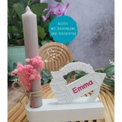 Geschenkset 1. Schultag, Einschieber mit Kerzenhalter, personalisiert & Wunschkerze in verschiedenen Farben, Schulanfang