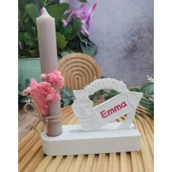 Geschenkset 1. Schultag, Einschieber mit Kerzenhalter, personalisiert & Wunschkerze in verschiedenen Farben, Schulanfang