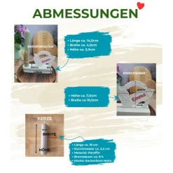 Geschenkset 1. Schultag, Einschieber mit Kerzenhalter, personalisiert & Wunschkerze in verschiedenen Farben, Schulanfang