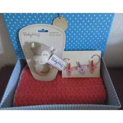 Geschenkset Baby zur Geburt - Babydecke orange