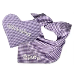 Geschenkset bestehend aus Herzkissen + Halstuch kariert mit Namen personalisiertes Geschenk zur Geburt Taufe Geburtstag