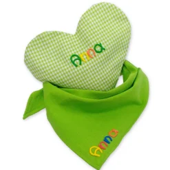 Geschenkset bestehend aus Herzkissen + Halstuch mit Namen personalisiertes Geschenk zur Geburt Taufe Geburtstagsgeschenk
