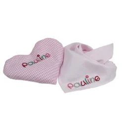 Geschenkset bestehend aus Herzkissen + Halstuch mit Namen personalisiertes Geschenk zur Geburt Taufe Geburtstagsgeschenk