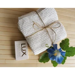 Geschenkset 3er Packung Waschlappen, Spültücher, Wellnesstücher mit 1 Stück Seife