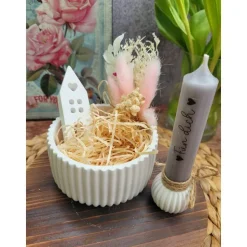 Geschenkset Geburtstag,Mitbringsel,Geschenkidee Geburtstag,Kerzenständer,Kerze mit Spruch,Muttertag,Geschenk Kollegen