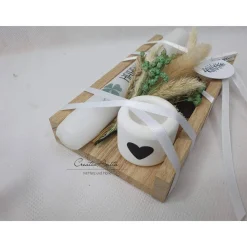 Geschenkset -Happy Birthday- mit Kerze, Kerzenständer und Trockenblumen dekoriert