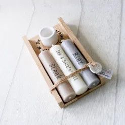 Geschenkset Kerzen mit Kerzenständer – Handgemacht, Personalisierbar & Lustig – Perfekt als Geschenk für Männer