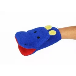 Geschenkset: Kinder Waschhandschuh "Nilpferd" aus Bio-Baumwolle + Klar Kinderseife