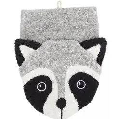 Geschenkset: Kinder Waschhandschuh "Waschbär" aus Bio-Baumwolle + Klar Kinderseife