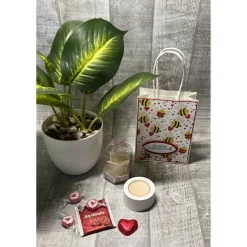 Geschenkset „kleine Auszeit“ zum Valentinstag, Muttertag, Geburtstag etc., Wellness-Tüte, Teelichthalter, Baderose, Tee