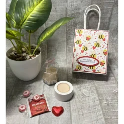 Geschenkset „kleine Auszeit“ zum Valentinstag, Muttertag, Geburtstag etc., Wellness-Tüte, Teelichthalter, Baderose, Tee