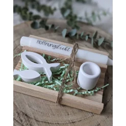 Geschenkset Kommunion, Kommunionkerze, Geschenk, Kerze mit Kerzenständer, Kerze und Fische/Schiffchen, Raysin