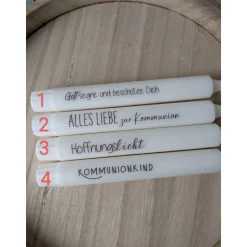 Geschenkset Kommunion, Kommunionkerze, Geschenk, Kerze mit Kerzenständer, Kerze und Fische/Schiffchen, Raysin