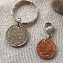 Geschenkset mit Glückspfennig und 50-Pfennig- Münze von 1976