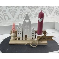 Geschenkset mit Lichthäusern und Trockenblumen – handgemacht aus Keraflott