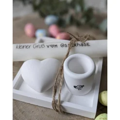 Geschenkset Ostern, Geschenkset, Schale mit Kerzenständer, Kerze und Herz, Ostern, Raysin, Ostergeschenk