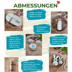Geschenkset Ostern: Handgegossene Osterdeko mit Hase, Trockenblumen & Wunschkerze – Personalisierbar