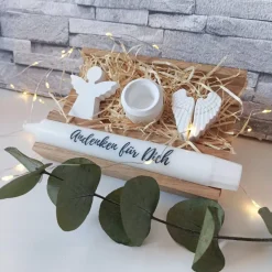 Geschenkset Trauer – Trostspendende Geschenkbox Andenken mit Kerze & Engel aus Raysin
