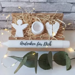 Geschenkset Trauer – Trostspendende Geschenkbox Andenken mit Kerze & Engel aus Raysin