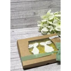 Geschenkset zu Ostern „hoppelige Grüße“ Ostern Osterhasen Anhänger Raysin Homedeko Deko weiß Geschenkidee Verpackung