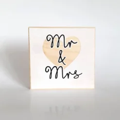 Geschenkset zur HOCHZEIT | Holzschild + 2 Kerzen + 2 Herzen + Geschenktüte