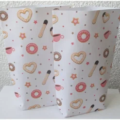 Geschenktüte Weihnachtsgebäck, 5 Papiertüten Weihnachten, Bodenbeutel mit Plätzchen und Sternen