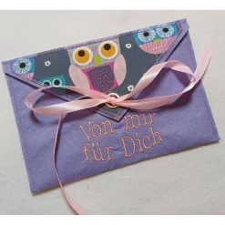 Geschenkumschlag mit Stickerei "Von mir für Dich" Umschlag Filzumschlag