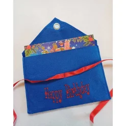 Geschenkumschlag mit Stickerei "Happy Birthday"  Filzumschlag Umschlag